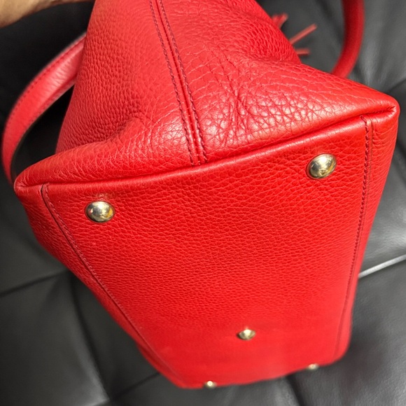 Gucci Soho Red Leather Shoulder Bag with Gold Chain and Leather Tassel - Picture 9 of 15